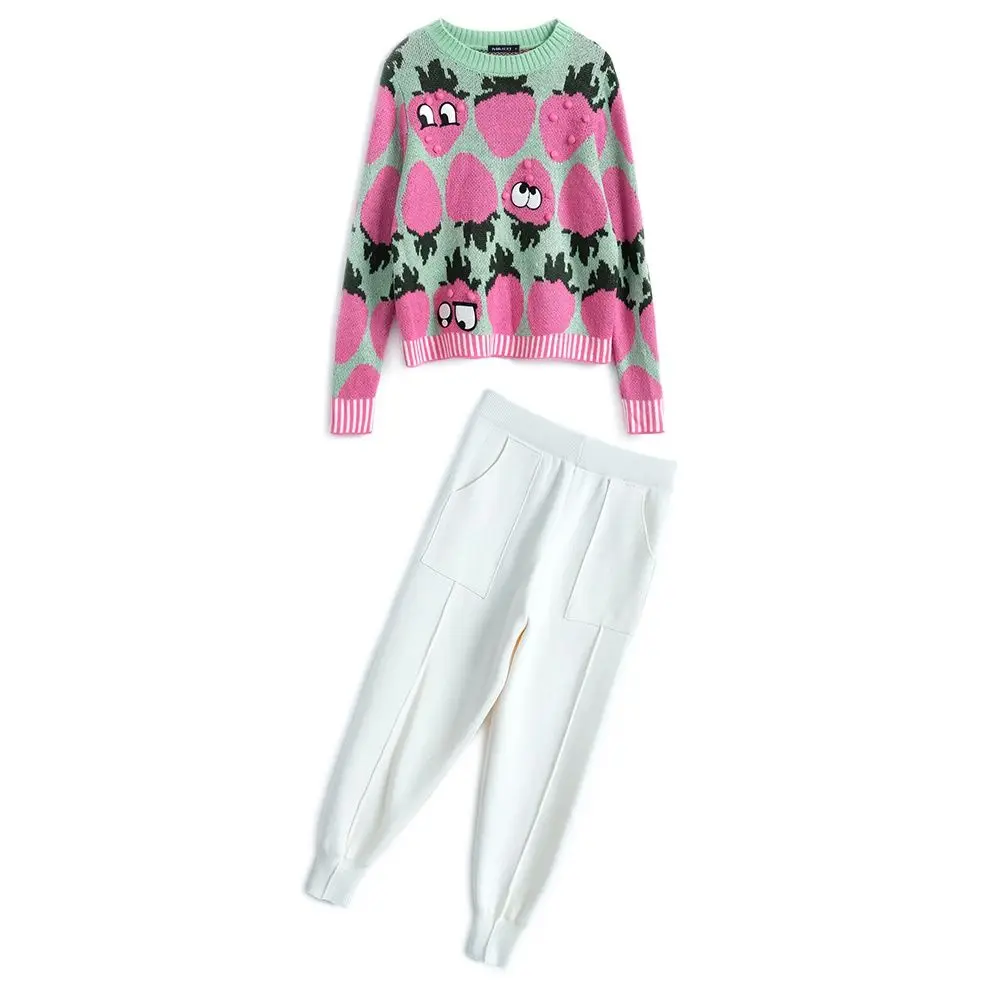 Cute strawberry pattern foreign style age-reducing sweater knitted casual leggings Outfits women 2021 winter new
Cute strawberry pattern foreign style age-reducing sweater knitted casual leggings Outfits women 2021 winter new