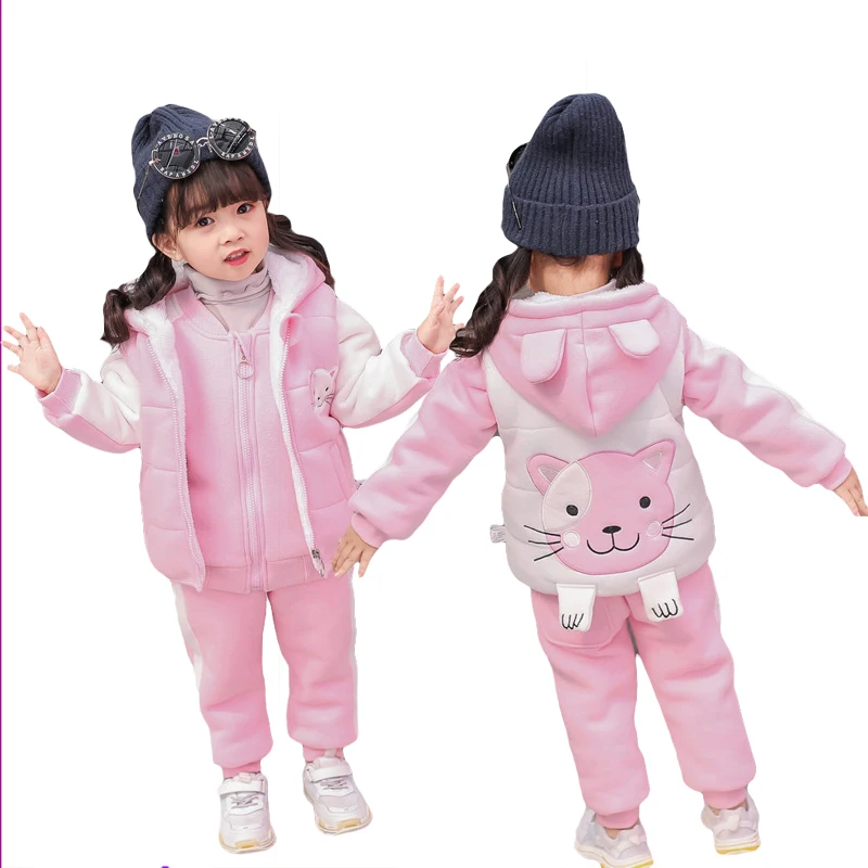 Winter Girls Cartoon cat Clothing Sets Kids Thick Warm Pants Suit Children Plus Velvet Tracksuit Toddlers Hooded Vest 3Pcs 0-4Y
Winter Girls Cartoon cat Clothing Sets Kids Thick Warm Pants Suit Children Plus Velvet Tracksuit Toddlers Hooded Vest 3Pcs 0-4Y