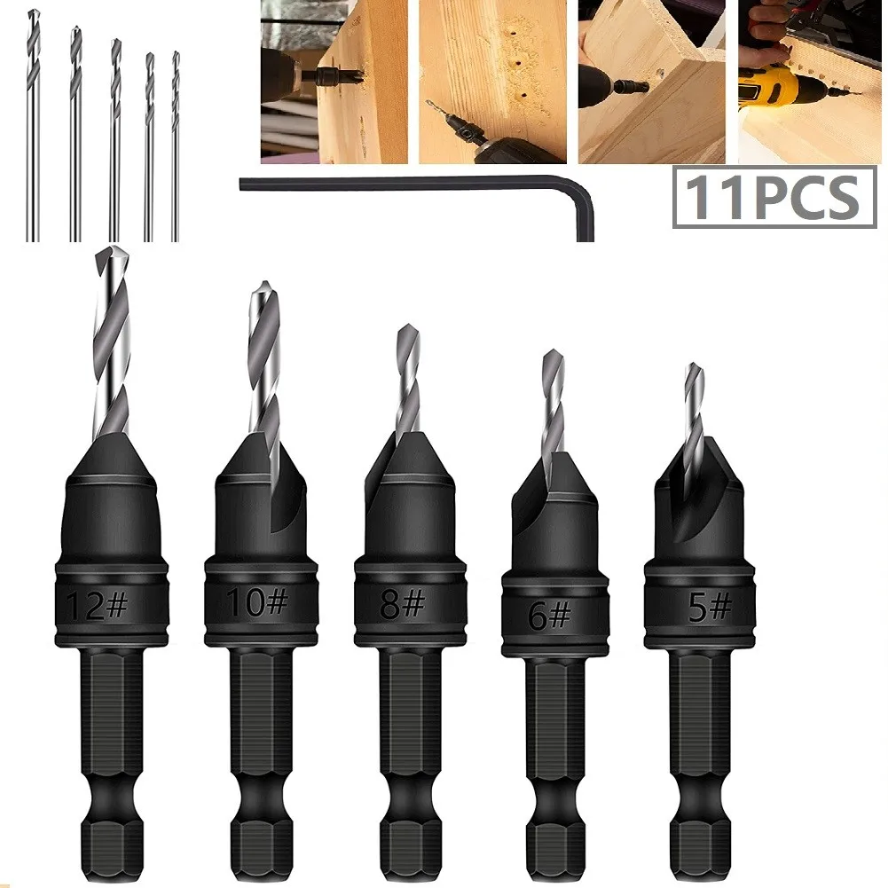 5pcs Countersink Drill Bit Set 1/4'' Hex Shank HSS Woodworking Pilot Screw Holes Woodworking Chamfering Drill Screw Hole Drill
5pcs Countersink Drill Bit Set 1/4'' Hex Shank HSS Woodworking Pilot Screw Holes Woodworking Chamfering Drill Screw Hole Drill