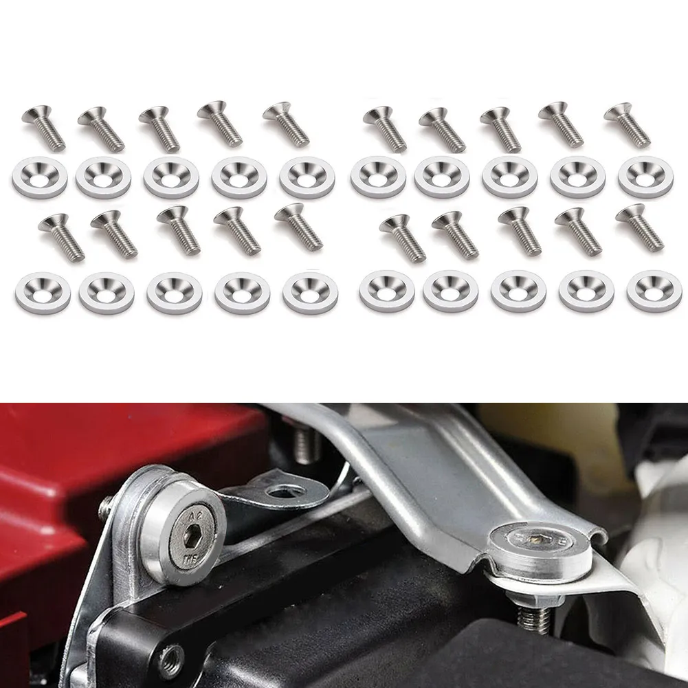 20 Pcs Silver JDM Billet Aluminum Mudguard/Bumper Washer/Bolt Engine Room Dressing Kit Car Interior Fittings
20 Pcs Silver JDM Billet Aluminum Mudguard/Bumper Washer/Bolt Engine Room Dressing Kit Car Interior Fittings