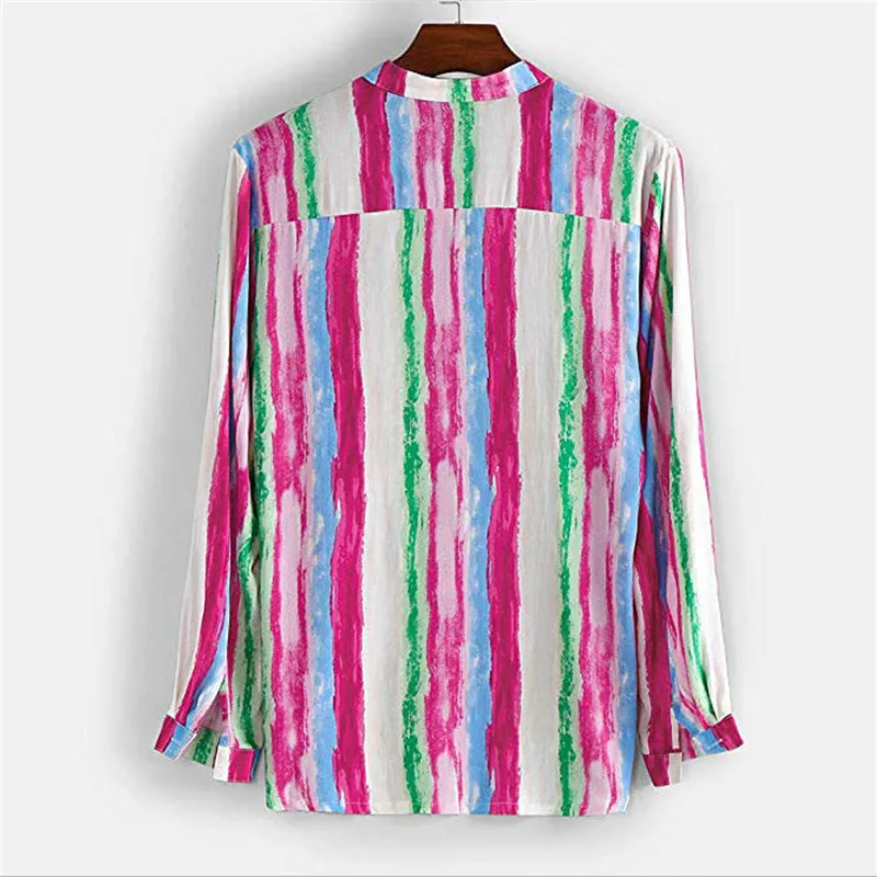 2019 New Men's V-Neck Long Sleeve New Fashion Leisure Shirt Male Rainbow Striped Casual Shirt Plus Size
2019 New Men's V-Neck Long Sleeve New Fashion Leisure Shirt Male Rainbow Striped Casual Shirt Plus Size