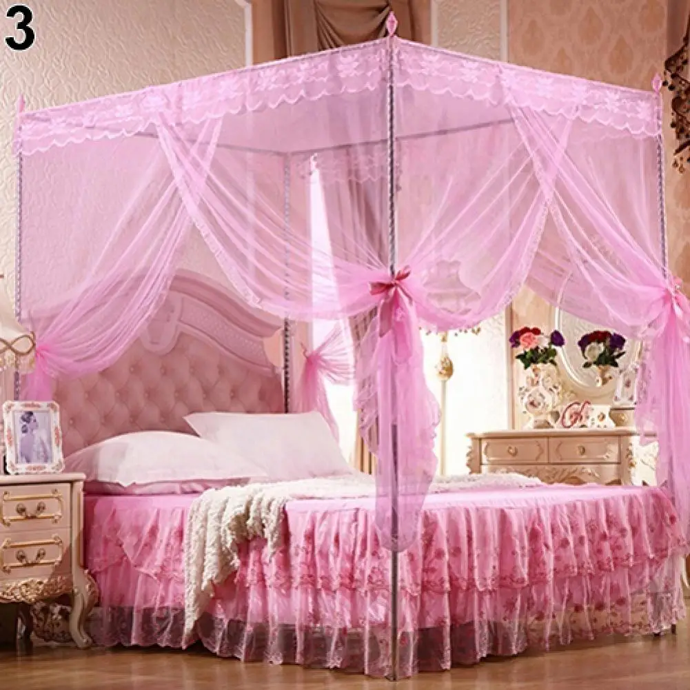 European Princess Style 4 Corner Romantic Princess Lace Canopy Mosquito Net No Frame for Twin Full Queen King Bed
European Princess Style 4 Corner Romantic Princess Lace Canopy Mosquito Net No Frame for Twin Full Queen King Bed