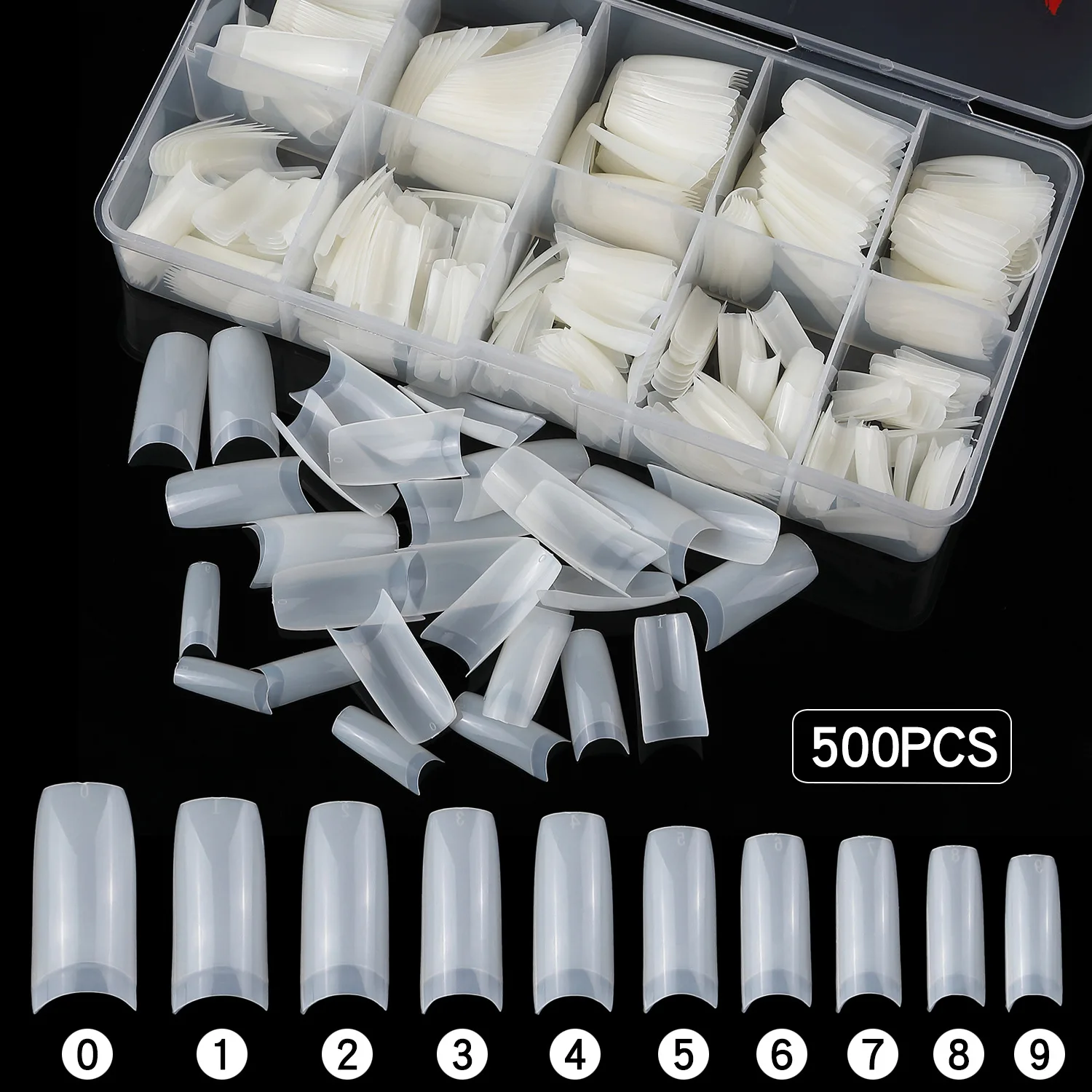 Clear Nail Tips Full Cover 500pcs Ballerina False Nails With Case For Nail Salons And Diy Nail Art, 10 Sizes
Clear Nail Tips Full Cover 500pcs Ballerina False Nails With Case For Nail Salons And Diy Nail Art, 10 Sizes