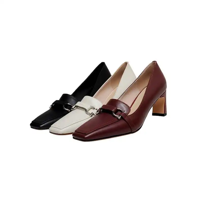Krazing Pot business casual full grain leather metal decorations square toe thick high heel slip on office lady women pumps L90
Krazing Pot business casual full grain leather metal decorations square toe thick high heel slip on office lady women pumps L90