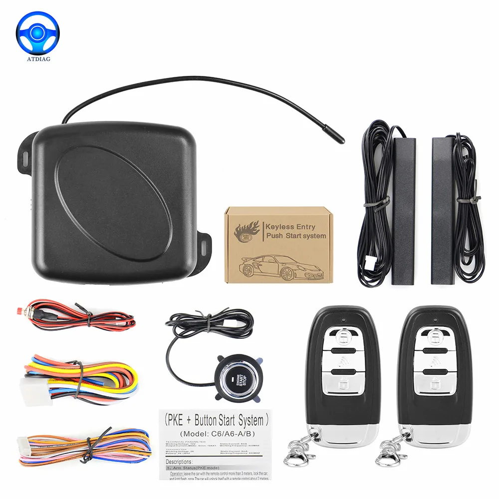 New Auto car keyless entry start system one start stop engine push button vehicle alarm PKE remote Anti-theft System
New Auto car keyless entry start system one start stop engine push button vehicle alarm PKE remote Anti-theft System