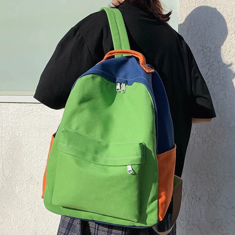 Color Matching Casual Canvas Backpack Women Fashion School Bags for Teenage Girls Laptop Backbag Travel Rucksack Knapsack 2020
Color Matching Casual Canvas Backpack Women Fashion School Bags for Teenage Girls Laptop Backbag Travel Rucksack Knapsack 2020