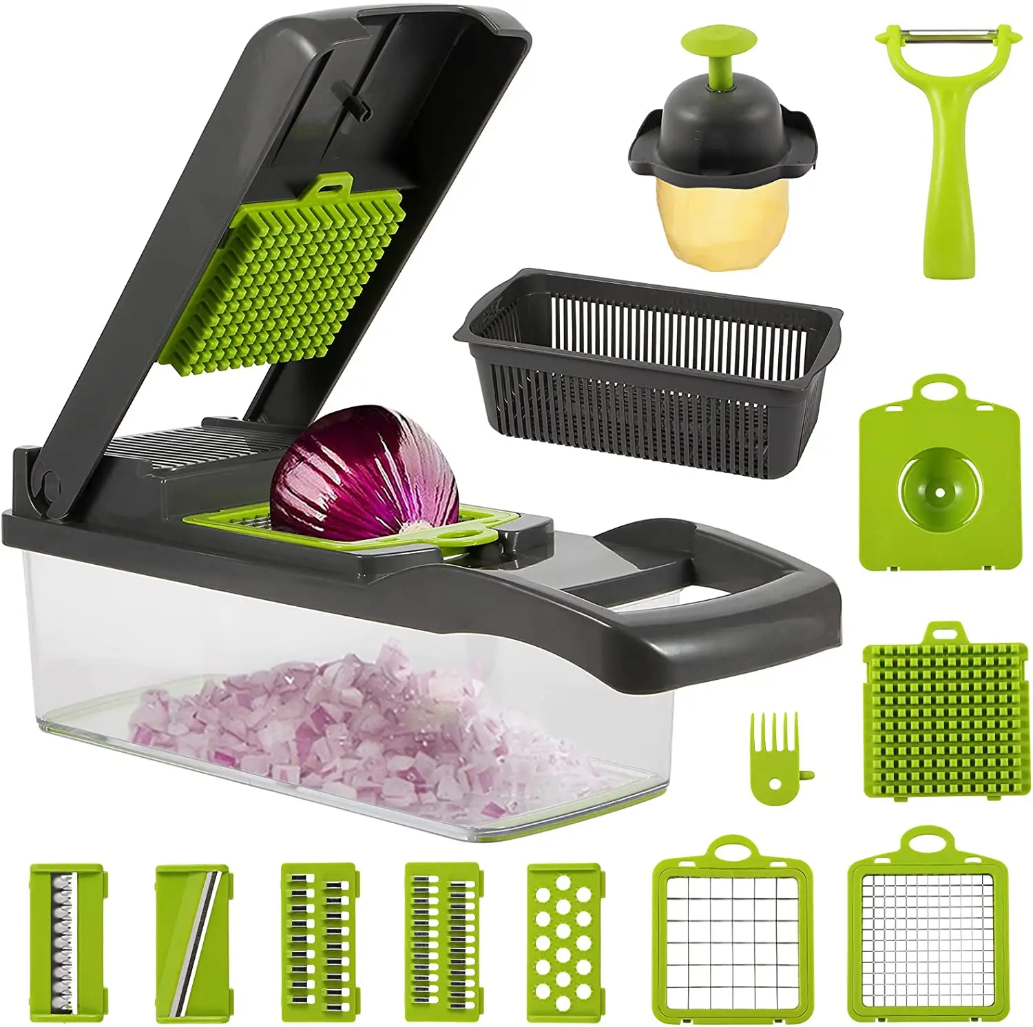 Vegetable Chopper 8 / 15 in 1 Vegetable And Fruit Slicing Shaving Peeling Potato Carrot Multifunctional Chopper Kitchen Accessor
Vegetable Chopper 8 / 15 in 1 Vegetable And Fruit Slicing Shaving Peeling Potato Carrot Multifunctional Chopper Kitchen Accessor