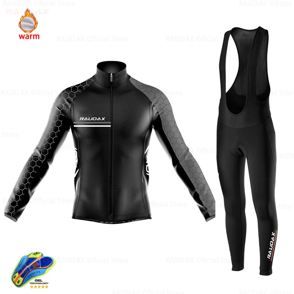 2021 Team Raudax Cycling Clothes Winter Fleece Clothing Long Sleeve Jersey Set Bike Thermal Ropa De Hombre | Спорт и