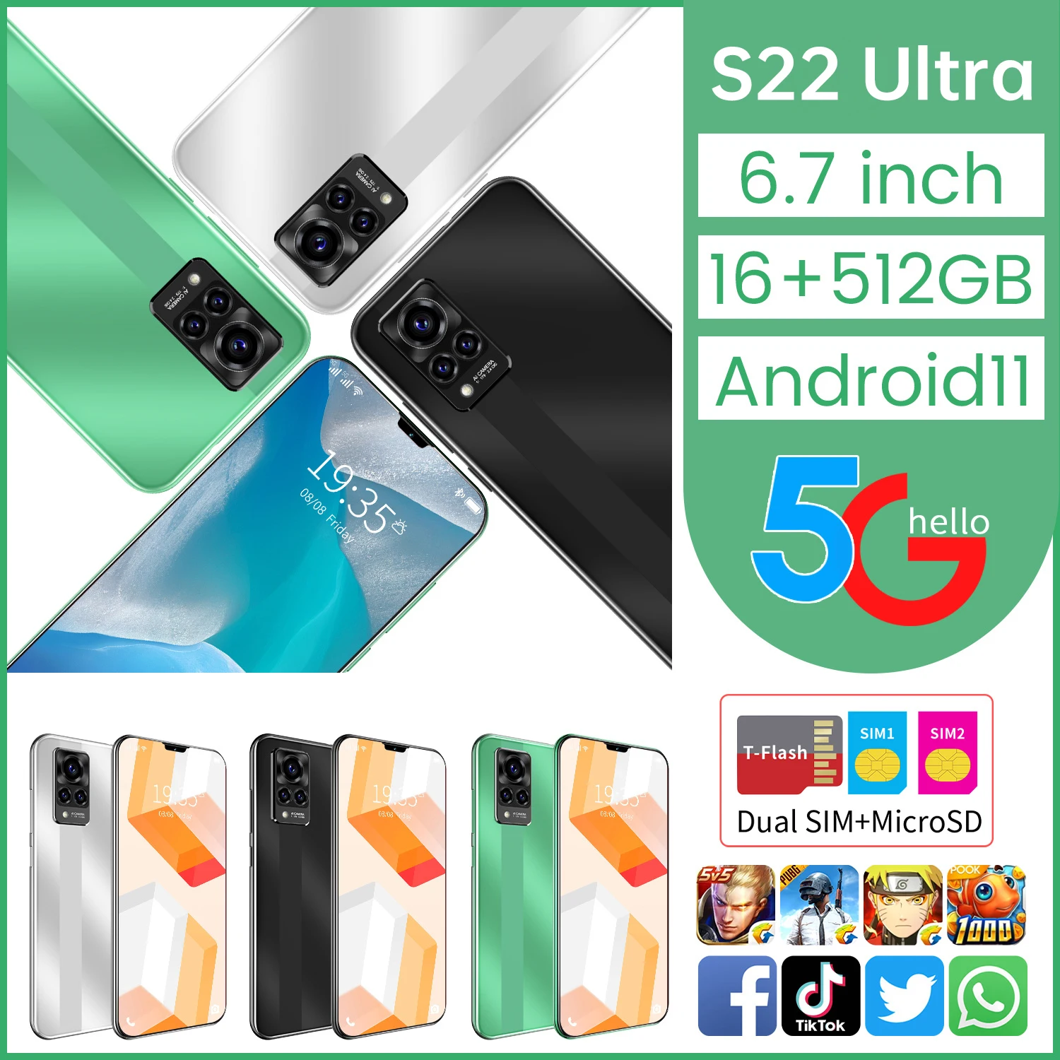 Galaxy S22 New 5G Smartphone 16GB+512GB For Galaxy S22 Ultra Cellphone Xiaomi Samsung Apple Vivo Mobile Phone Android 11.0
Galaxy S22 New 5G Smartphone 16GB+512GB For Galaxy S22 Ultra Cellphone Xiaomi Samsung Apple Vivo Mobile Phone Android 11.0