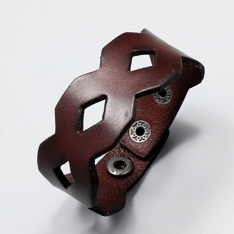 Классический ажурный браслет NIUYITID из натуральной кожи для мужчин и женщин, ручная работа, Браслет-манжета, подарок для крутых мальчиков 
Классический ажурный браслет NIUYITID из натуральной кожи для мужчин и женщин, ручная работа, Браслет-манжета, подарок для крутых мальчиков