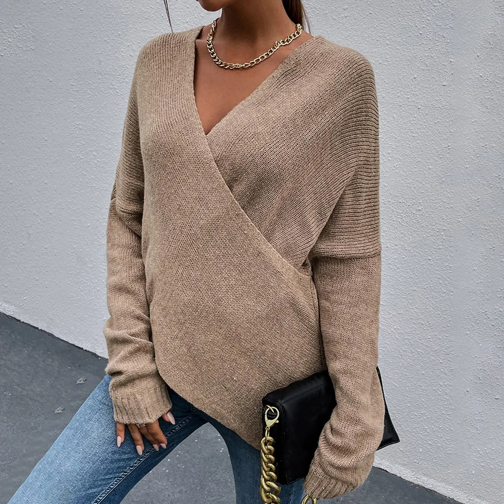 Sexy V-Neck Wrap Sweaters For Women Autumn Winter Dropshipping Off Shoulder Jumper Top Loose Pull Femme Sueter Knitwear Sweaters
Sexy V-Neck Wrap Sweaters For Women Autumn Winter Dropshipping Off Shoulder Jumper Top Loose Pull Femme Sueter Knitwear Sweaters
