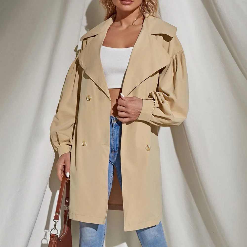 2021 Women New Trench Coat Khaki Double Breasted Lapel Long Sleeve Belt Autumn Winter Fashion Loose Loose Western Style Women
2021 Women New Trench Coat Khaki Double Breasted Lapel Long Sleeve Belt Autumn Winter Fashion Loose Loose Western Style Women