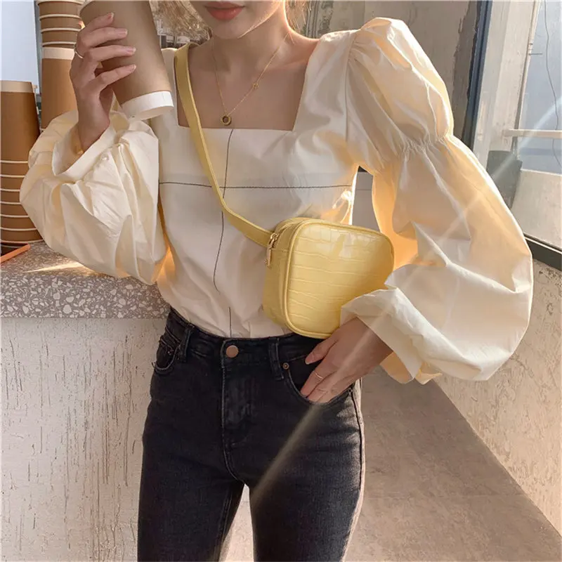Loose Fashion Square Collar Pleated Backless All-Match Casual Female Sweet High Quality Elegant Vintage Short Shirts
Loose Fashion Square Collar Pleated Backless All-Match Casual Female Sweet High Quality Elegant Vintage Short Shirts