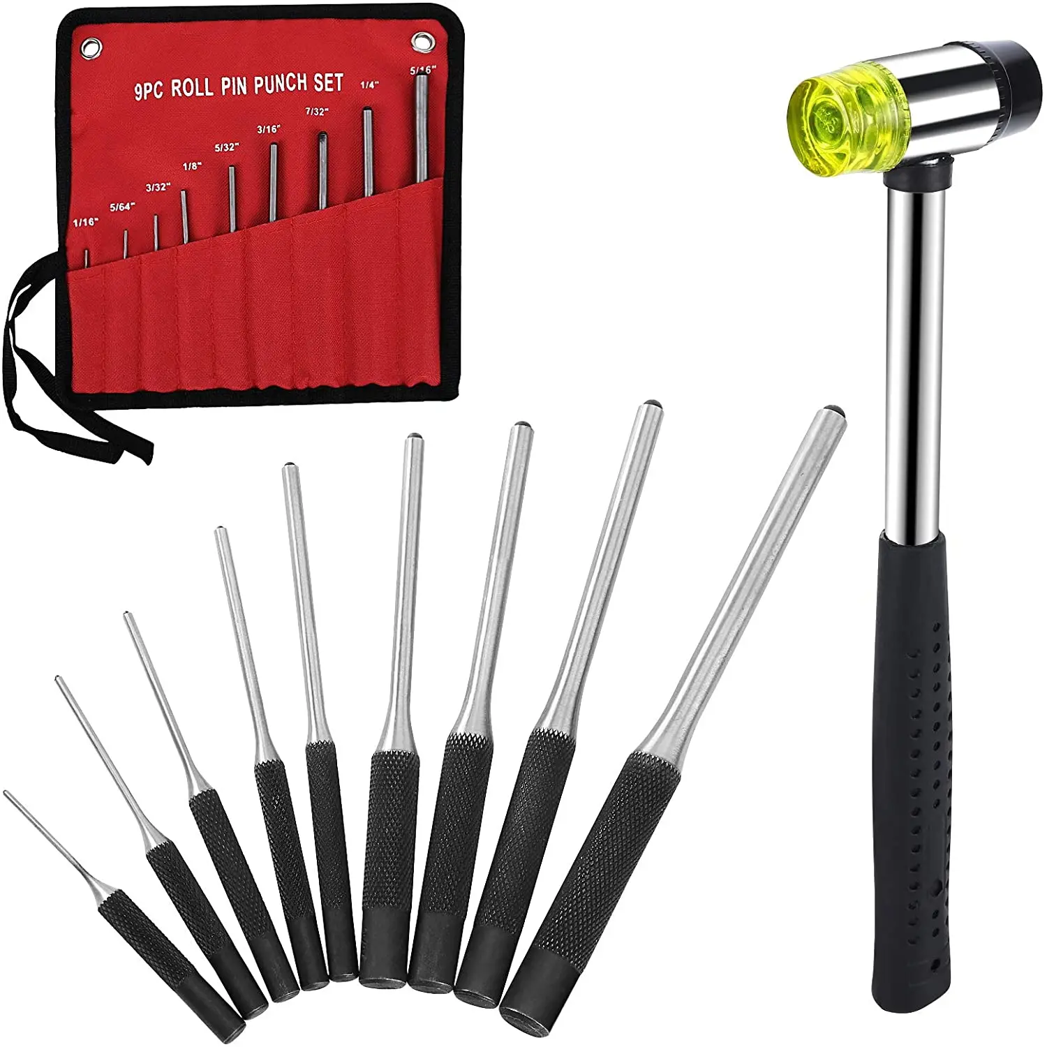 9 Pcs/Set Tactical Roll Pin Punch Set with Hammer + Storage Pouch Rifle Pistol AR15 M4 M16 Glock Gun Removal Repair Tool Kit Set
9 Pcs/Set Tactical Roll Pin Punch Set with Hammer + Storage Pouch Rifle Pistol AR15 M4 M16 Glock Gun Removal Repair Tool Kit Set