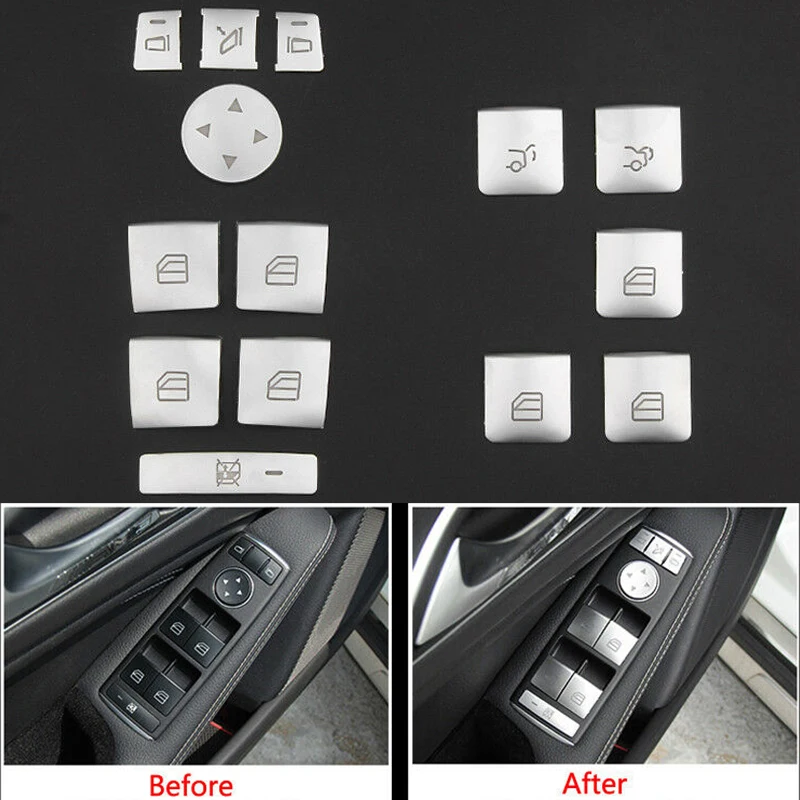 14pcs/Set Button Switch Interior Trim Chrome Car Casement Lift Button Switch Trim For Mercedes-Benz A/B/C (W204)/E(W212)/ GLA
14pcs/Set Button Switch Interior Trim Chrome Car Casement Lift Button Switch Trim For Mercedes-Benz A/B/C (W204)/E(W212)/ GLA