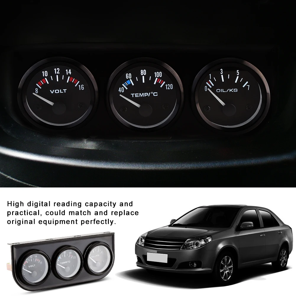 52MM 3 In 1 Volt meter+water temp gauge+Oil Pressure Gauge Kit Volt meter Or Oil Temperature Gauge Triple Mete EP-AW-C3
52MM 3 In 1 Volt meter+water temp gauge+Oil Pressure Gauge Kit Volt meter Or Oil Temperature Gauge Triple Mete EP-AW-C3