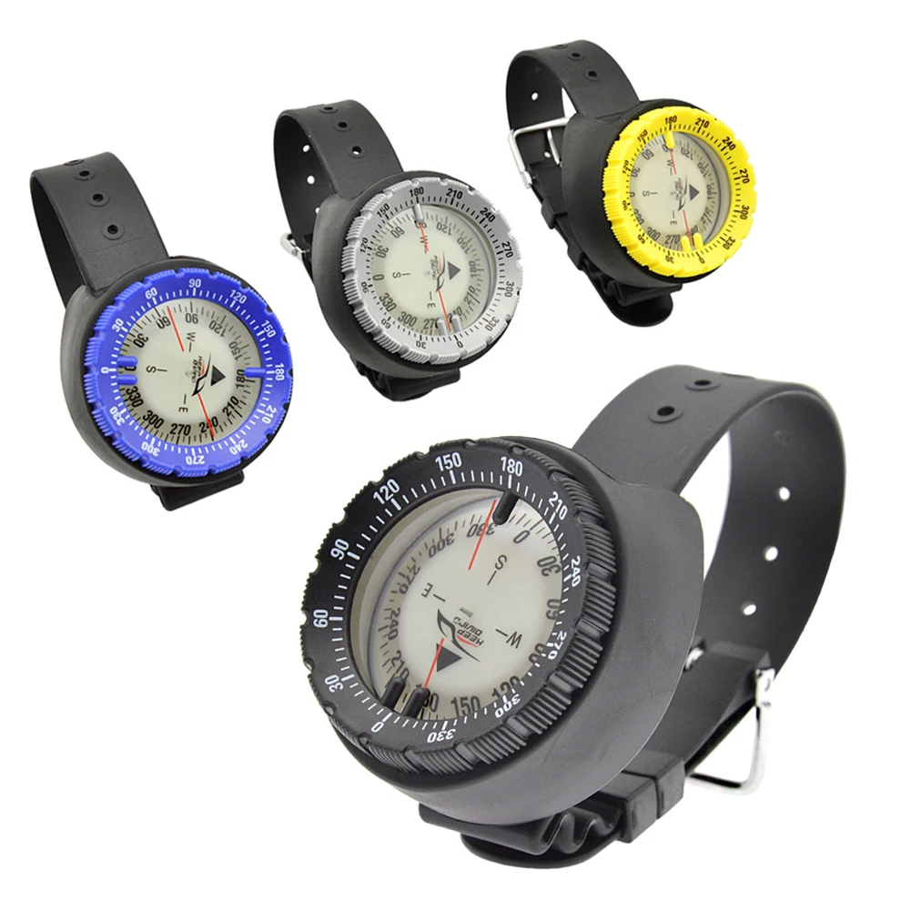 

50m Underwater Wrist Compass Balanced Dive Compass Waterproof Luminous Dial Detachable Strap for Scuba Diving Kayaking Outdoor
