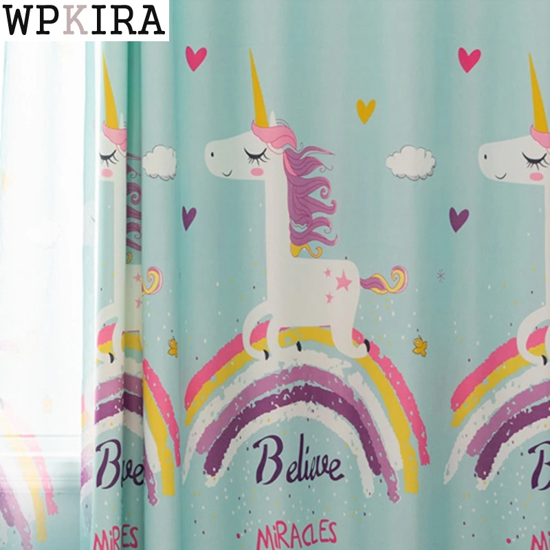 Cartoon Horse Curtain for Girl Bedroom Rainbow Design Printed Lake Blue Sheer Tulle Curtain Blackout Children M173&C
Cartoon Horse Curtain for Girl Bedroom Rainbow Design Printed Lake Blue Sheer Tulle Curtain Blackout Children M173&C
