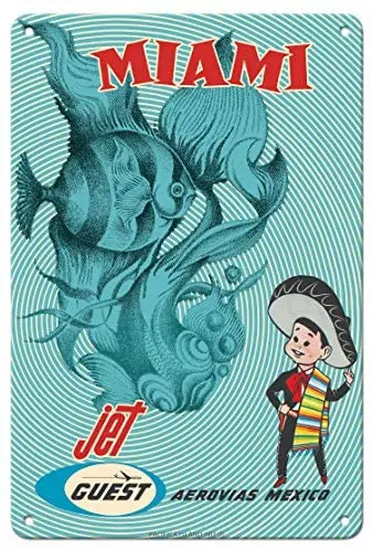 Майами, Флорида-гостевой аэровиас Мексика-авиакомпания c.1960s металлический жестяной знак
Майами, Флорида-гостевой аэровиас Мексика-авиакомпания c.1960s металлический жестяной знак