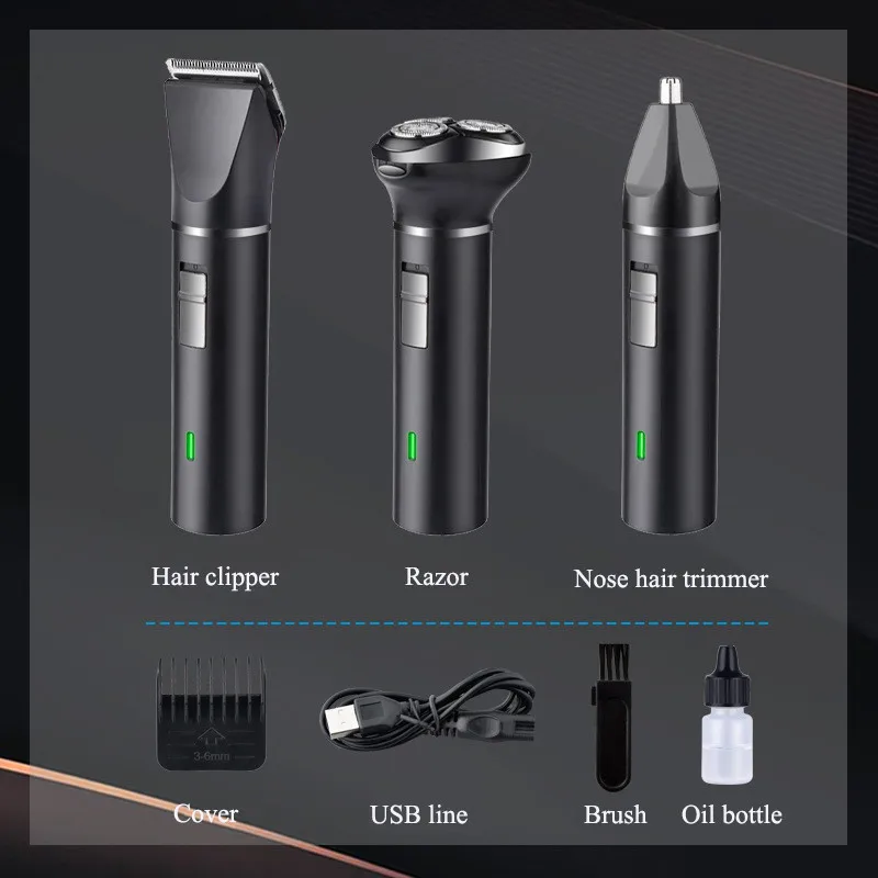 3 in 1 Rechargeable Electric Shaver 3 Floating Heads Razor Hair Clipper Nose Ear Hair Trimmer Men Electric Razor Shaving Machine
3 in 1 Rechargeable Electric Shaver 3 Floating Heads Razor Hair Clipper Nose Ear Hair Trimmer Men Electric Razor Shaving Machine