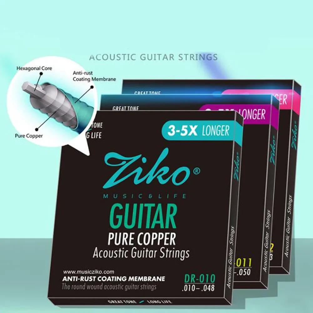 ZIKO DR-010 011 012 Acoustic Guitar Strings Pure Copper Anti-rust Coat Membrane Durable And Does Not Hurt Hands Strings
ZIKO DR-010 011 012 Acoustic Guitar Strings Pure Copper Anti-rust Coat Membrane Durable And Does Not Hurt Hands Strings