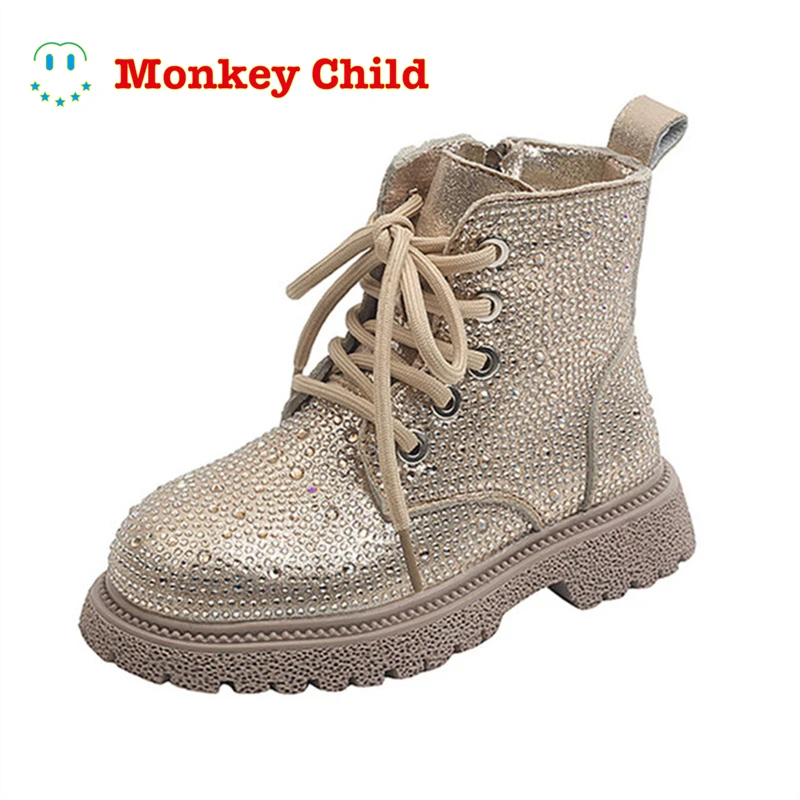 Fashion Children's Short Boots 2021 Autumn New Kid's Shoes Gold Rhinestone Non-slip Soft Bottom Girls Martin Boots Size 26-36
Fashion Children's Short Boots 2021 Autumn New Kid's Shoes Gold Rhinestone Non-slip Soft Bottom Girls Martin Boots Size 26-36