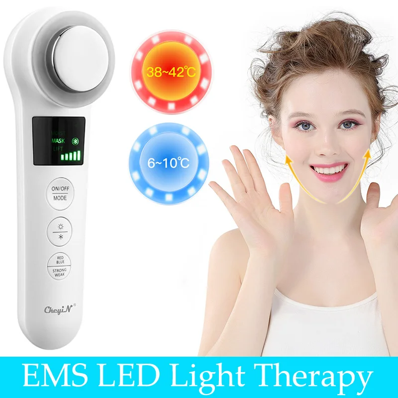 

EMS Ultrasonic Skin Rejuvenation Facial Beauty Massager Electric Vibration LED Photon Hot Cold Face Lifting Tighten Anti Aging