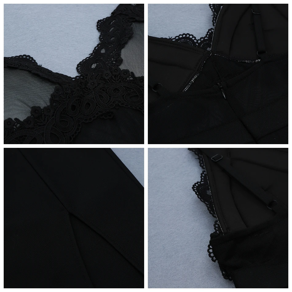 Sexy Lace V Neck Sleeveless Spaghetti Strap Black Dress Women Bandage Side Spliting Elegant Summer Dresses Vestidos
Sexy Lace V Neck Sleeveless Spaghetti Strap Black Dress Women Bandage Side Spliting Elegant Summer Dresses Vestidos