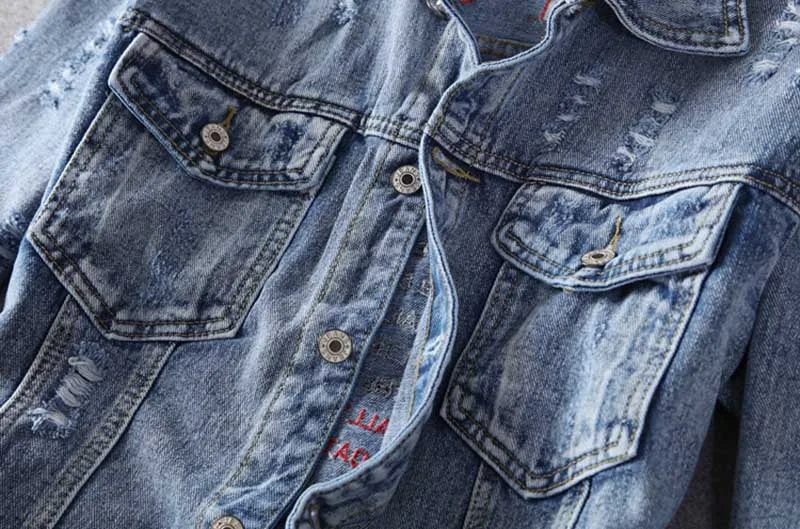 Mcikkny High Street Men's Distressed Casual Jeans Jackets Back Letter Embroidery Denim Jackets For Male Fashion Designer
Mcikkny High Street Men's Distressed Casual Jeans Jackets Back Letter Embroidery Denim Jackets For Male Fashion Designer