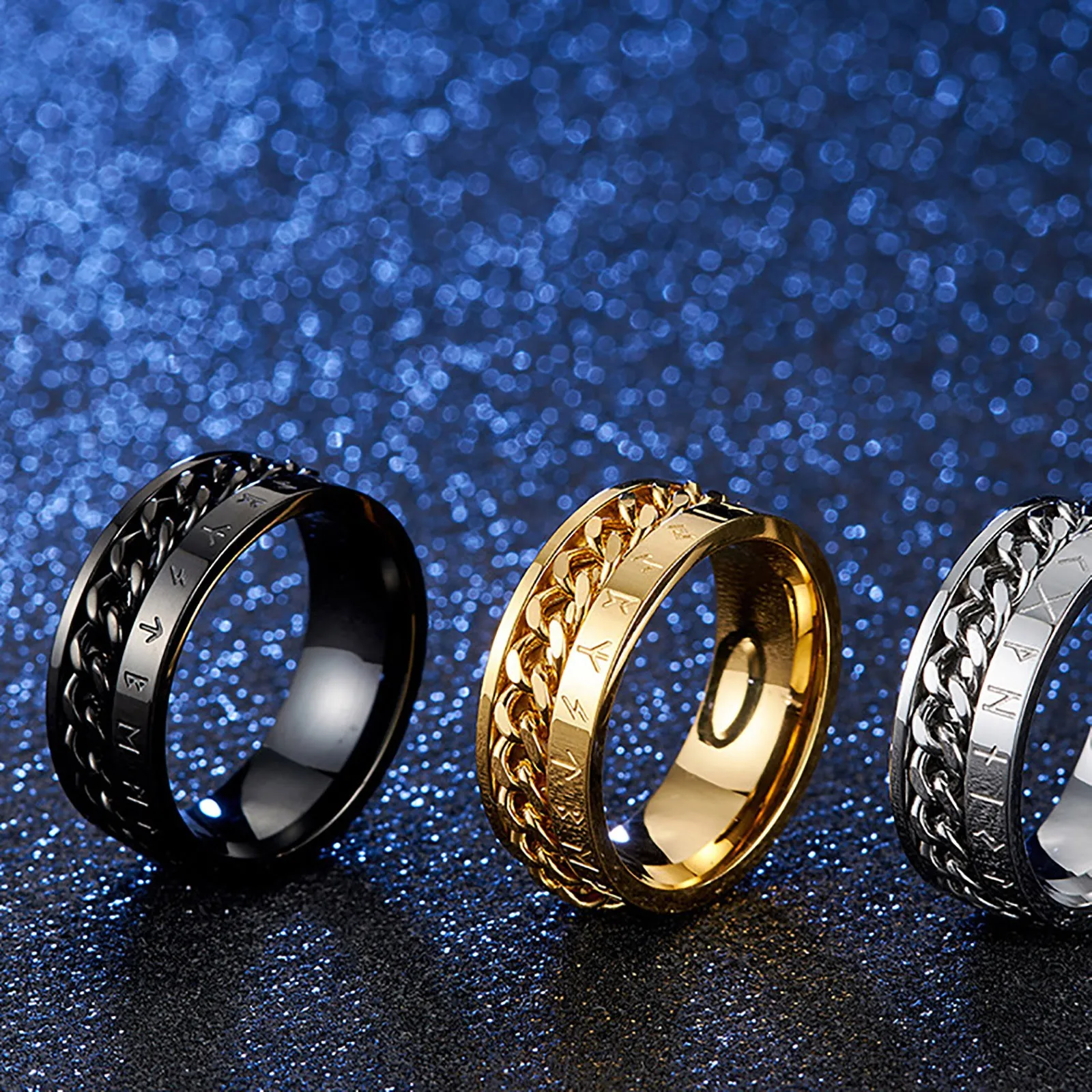 Мужское кольцо Y30 в стиле панк с камнями поворотное Ювелирное Украшение из