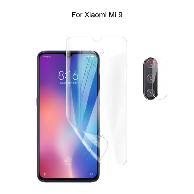 Защитная пленка для камеры Xiaomi Mi 9 и защита экрана HD Гидрогелевая мягкое 3D полное