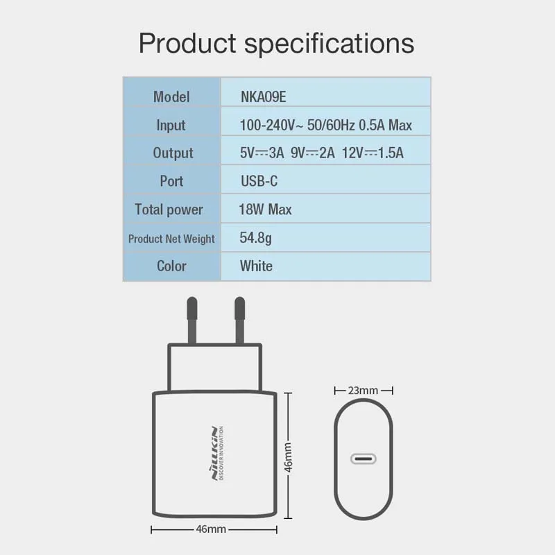 Nillkin 5V 3A 18W Type C Top Speed Charger for iPhone Samsung Xiaomi USB PD Plug Power Wall Travel Charger Free Shipping
Nillkin 5V 3A 18W Type C Top Speed Charger for iPhone Samsung Xiaomi USB PD Plug Power Wall Travel Charger Free Shipping