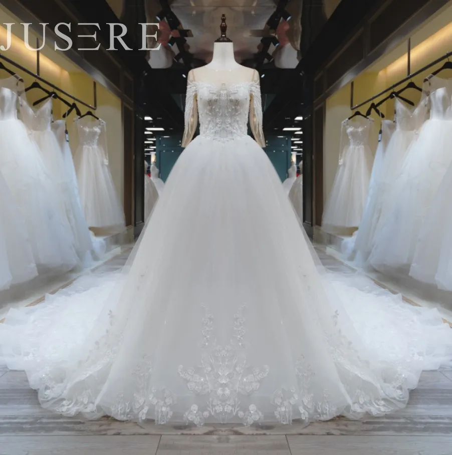 Jusere In stock Ball Gown Tulle Bridal Dresses Beaded Wedding Dresses Fast Shipping haute couture
Jusere In stock Ball Gown Tulle Bridal Dresses Beaded Wedding Dresses Fast Shipping haute couture