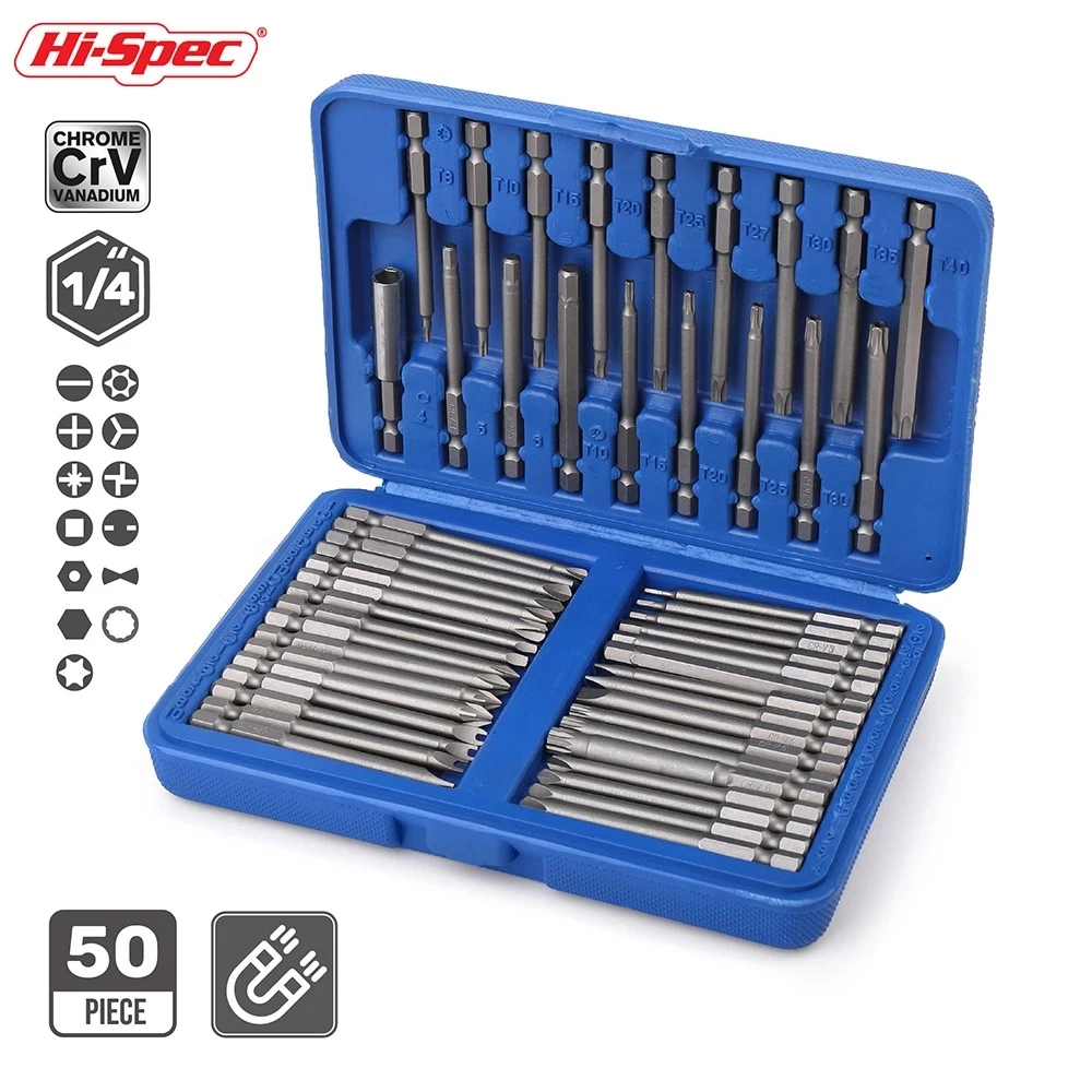 50pc 75mm Extra Long Magnetic Screwdriver Bit Set Security Head 1/4 Screwdriver Bits Kit Torx Star Hex Spline Bit Set
50pc 75mm Extra Long Magnetic Screwdriver Bit Set Security Head 1/4 Screwdriver Bits Kit Torx Star Hex Spline Bit Set