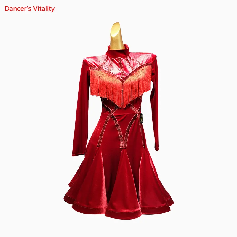 Latin Dance Dress Women Black Red Long Sleeve Dress Flecos Flamengo Rumba/Samba/Tango Dress Black Dance Dresses
Latin Dance Dress Women Black Red Long Sleeve Dress Flecos Flamengo Rumba/Samba/Tango Dress Black Dance Dresses