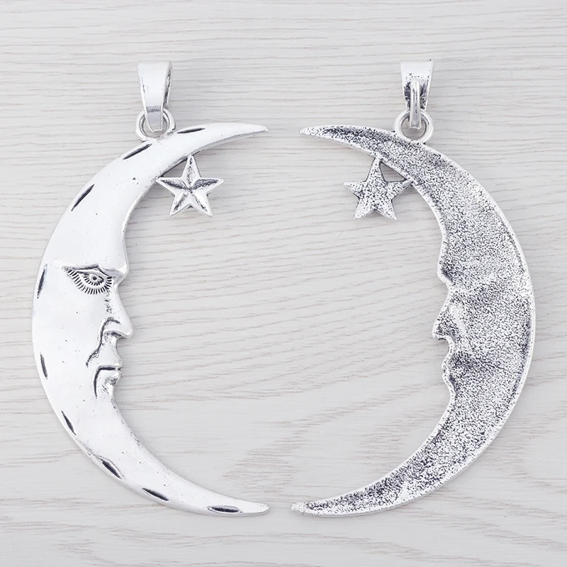 3 x Silver Color Large Moon with Star Charms Pendants for Necklace Jewelry Making 84x22mm
3 x Silver Color Large Moon with Star Charms Pendants for Necklace Jewelry Making 84x22mm