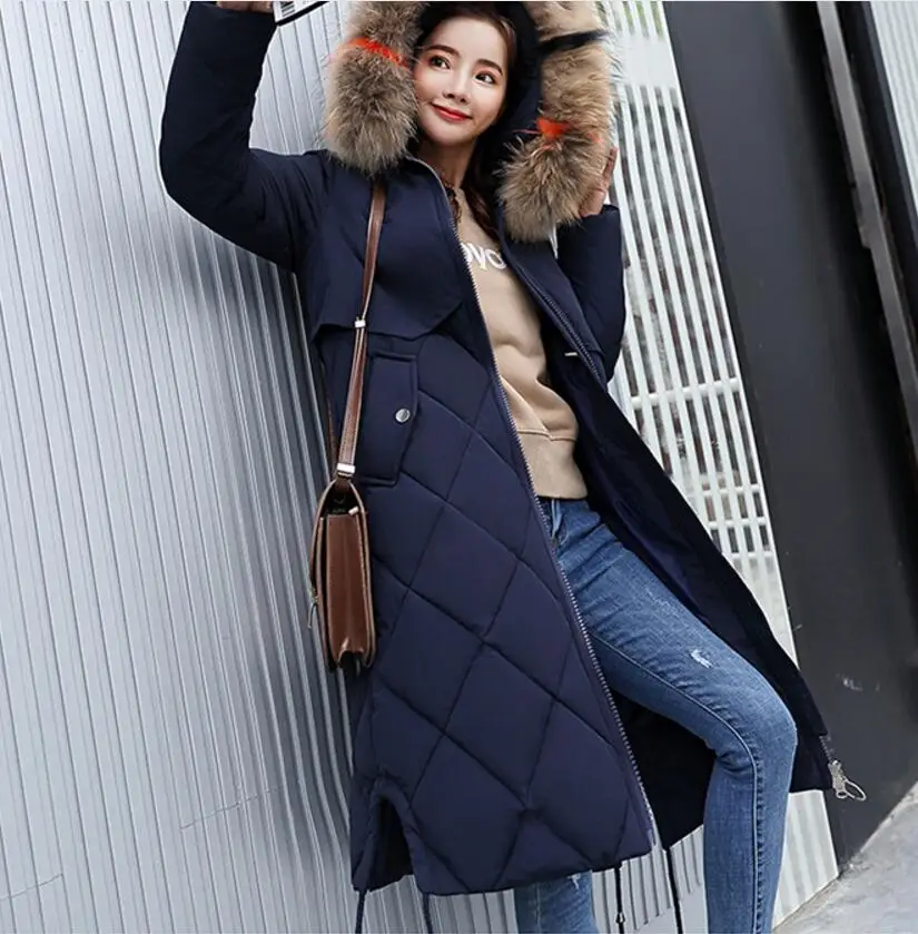 Cotton women's cotton padded slimming long section warm big hair collar youth wild Korean version 2018 hot new
Cotton women's cotton padded slimming long section warm big hair collar youth wild Korean version 2018 hot new