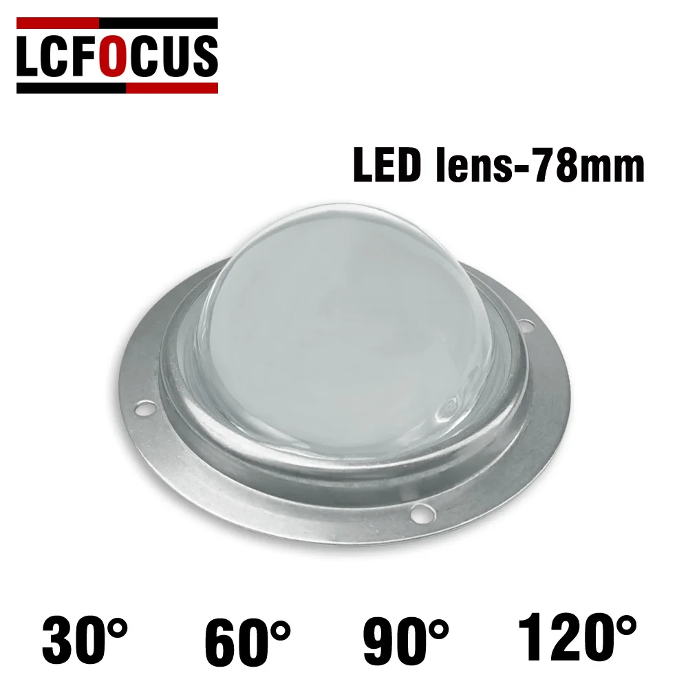 

LED Lens 30 45 60 90 120 Degrees Optical Glass Lenes 78mm + Reflector Collimator + Fixed Holder For 20W 30W 50W 100W COB Chip