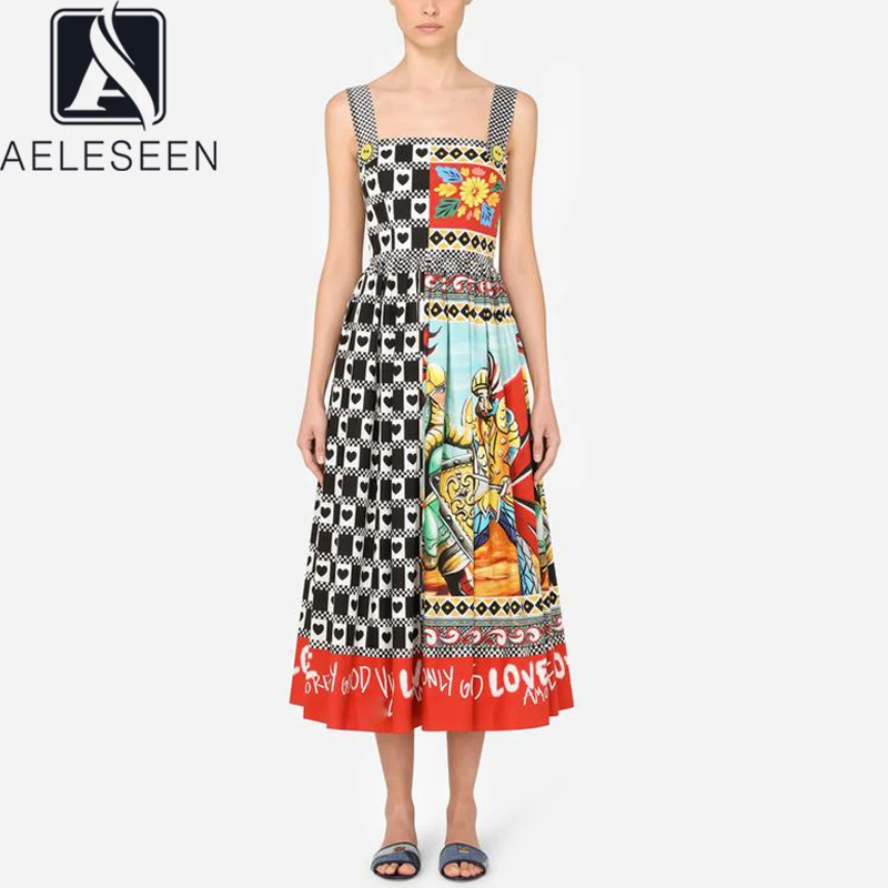 AELESEEN Runway Fashion Summer Spaghetti Strap Women Dress Designer Plaid Letters Hearts Flower Print Long Elegant Beach Dress
AELESEEN Runway Fashion Summer Spaghetti Strap Women Dress Designer Plaid Letters Hearts Flower Print Long Elegant Beach Dress
