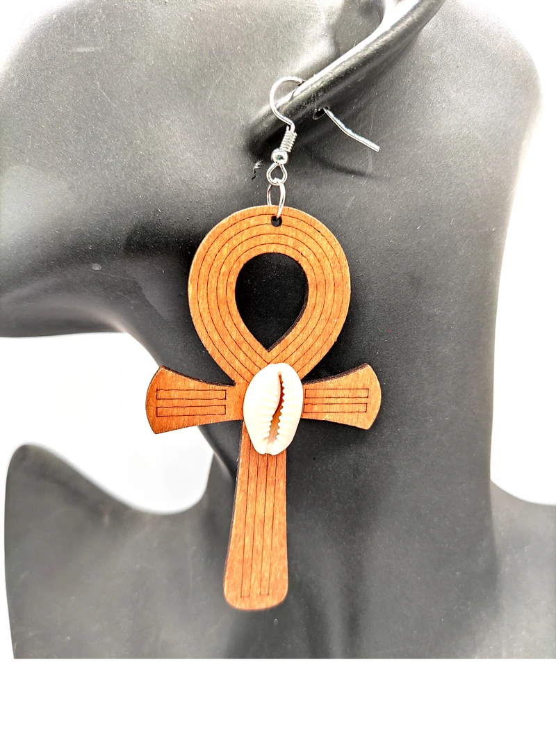 Деревянные серьги Ankh | Украшения и аксессуары