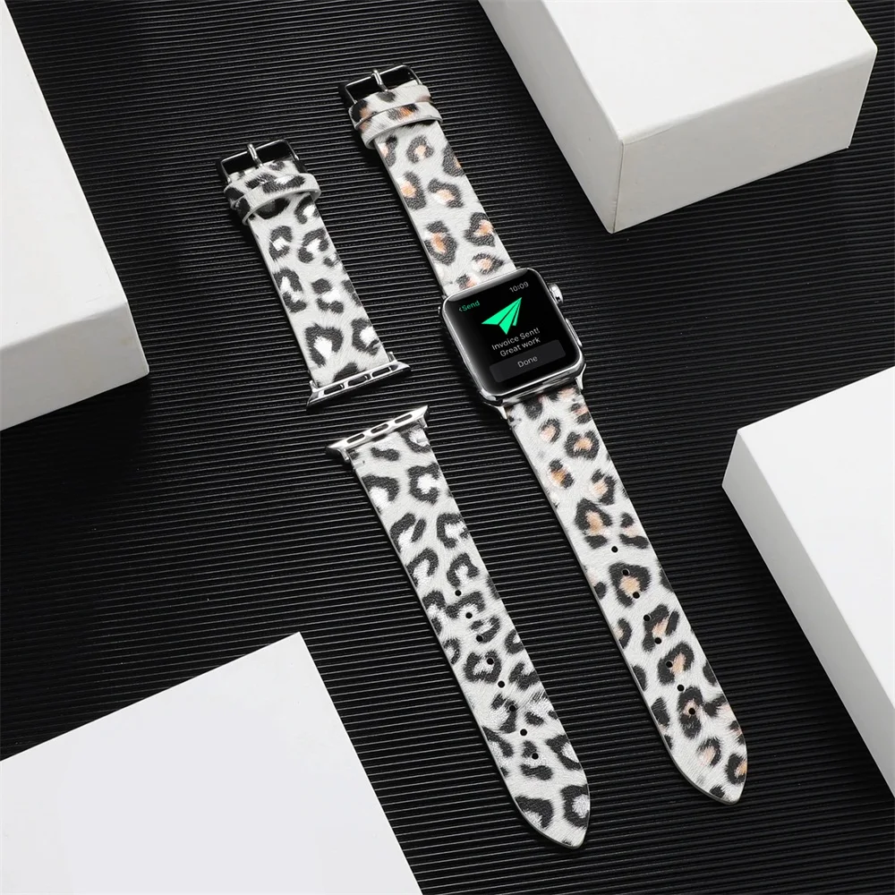 for Apple Watch Band 38mm Leather 304 Stainless Buckle Leopard Printing Strap for Apple Watch 41 42 44 45 40 Watch SE Wristband
for Apple Watch Band 38mm Leather 304 Stainless Buckle Leopard Printing Strap for Apple Watch 41 42 44 45 40 Watch SE Wristband
