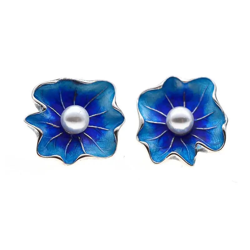silver inlaid natural South Sea pearl burnt blue cloisonne lotus leaf earrings Chinese retro elegant charm women's brand jewelry
silver inlaid natural South Sea pearl burnt blue cloisonne lotus leaf earrings Chinese retro elegant charm women's brand jewelry