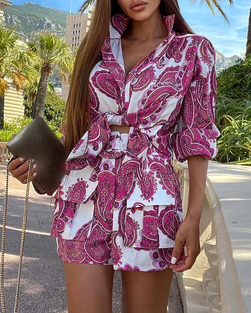 Two Piece Set Women's Suits 2022 Printed Long Sleeve Loose Blouse Tops And High Waist Shorts Sets Female Outfits
Two Piece Set Women's Suits 2022 Printed Long Sleeve Loose Blouse Tops And High Waist Shorts Sets Female Outfits