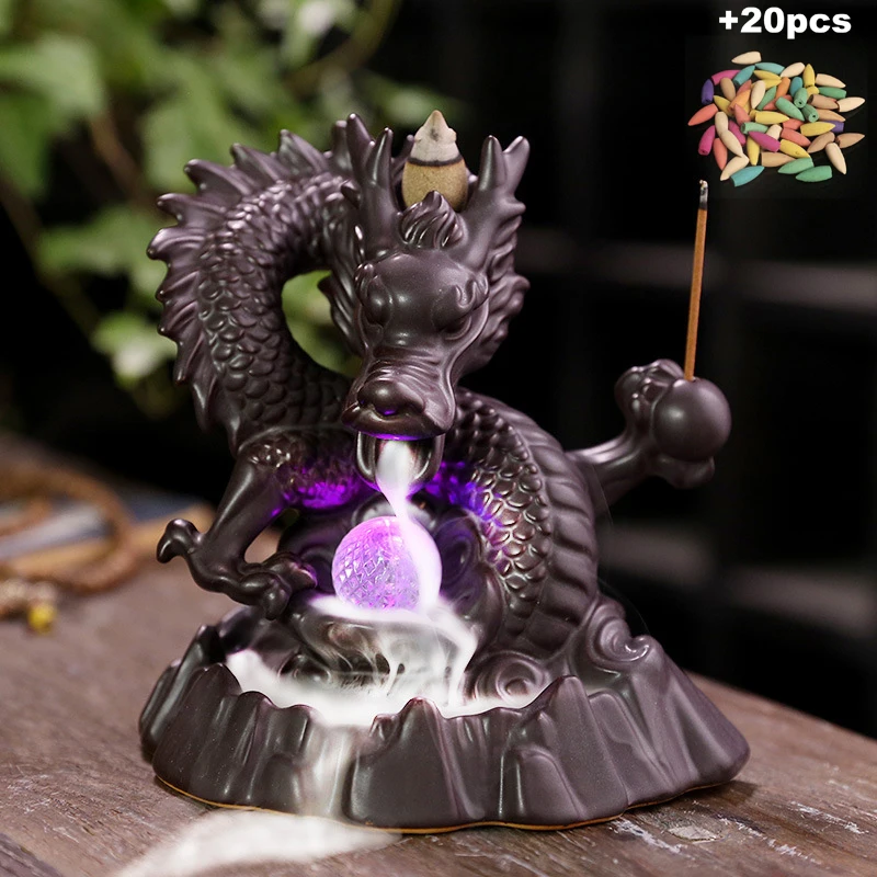 Led Dragon Ball Incense Burner Handmade Ceramic Dragon Backflow Incense Burner Creative Smoke Waterfall Incense Holder Censer
Led Dragon Ball Incense Burner Handmade Ceramic Dragon Backflow Incense Burner Creative Smoke Waterfall Incense Holder Censer