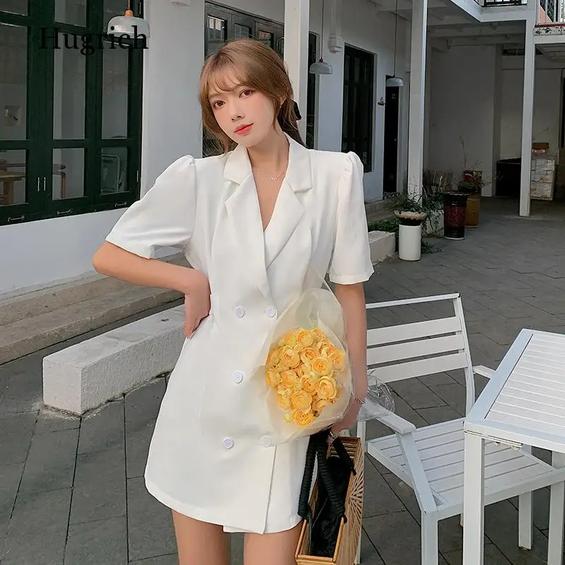 Summer Suit Dress Chiffon Short Sleeve Robe Notched Double Breasted Mini Dresses 2021 Korean Belt Thin Waist Women Clothing
Summer Suit Dress Chiffon Short Sleeve Robe Notched Double Breasted Mini Dresses 2021 Korean Belt Thin Waist Women Clothing