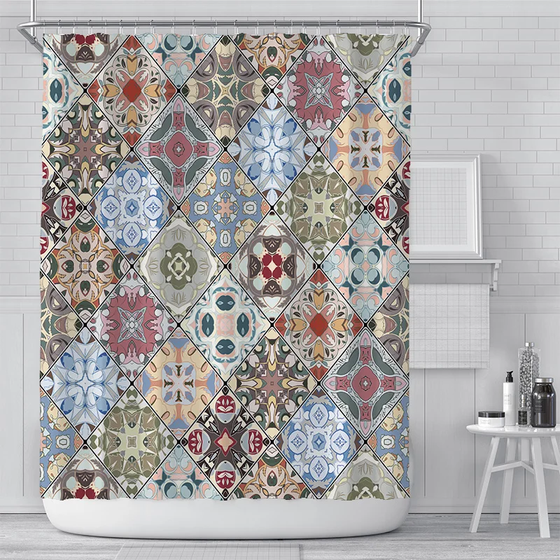 3D Colorful Geometric Squares Pattern Printing Shower Curtains Quadrilateral Stitching Waterproof Shower Curtains With Hooks
3D Colorful Geometric Squares Pattern Printing Shower Curtains Quadrilateral Stitching Waterproof Shower Curtains With Hooks