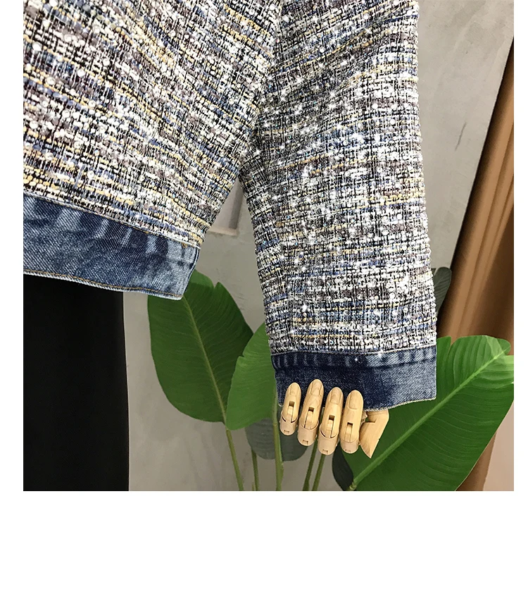2019 Autumn Vintage Plaid Tweed Denim Jacket Women Chic Diamonds Single Breasted Short Loose Jean Jackets Female Coat Outerwear
2019 Autumn Vintage Plaid Tweed Denim Jacket Women Chic Diamonds Single Breasted Short Loose Jean Jackets Female Coat Outerwear