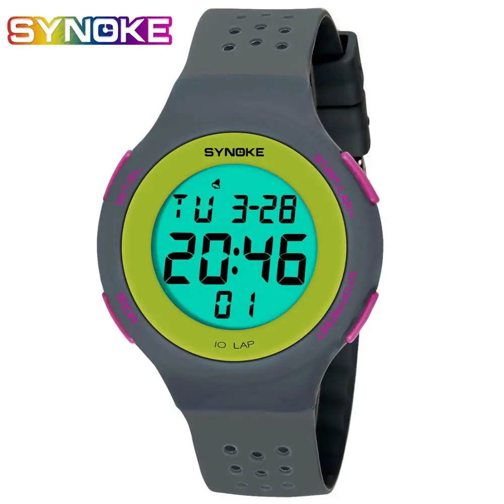 Ультратонкие цифровые наручные часы SYNOKE унисекс для девочек и мальчиков с