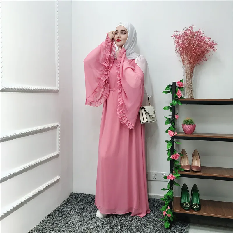 Dubai Arab Muslim Hijab Dress Women Flare Sleeve Solid Big Swing Abaya Dress Musulman Marocain Long Robe Kimono lace-up jubah 
Dubai Arab Muslim Hijab Dress Women Flare Sleeve Solid Big Swing Abaya Dress Musulman Marocain Long Robe Kimono lace-up jubah