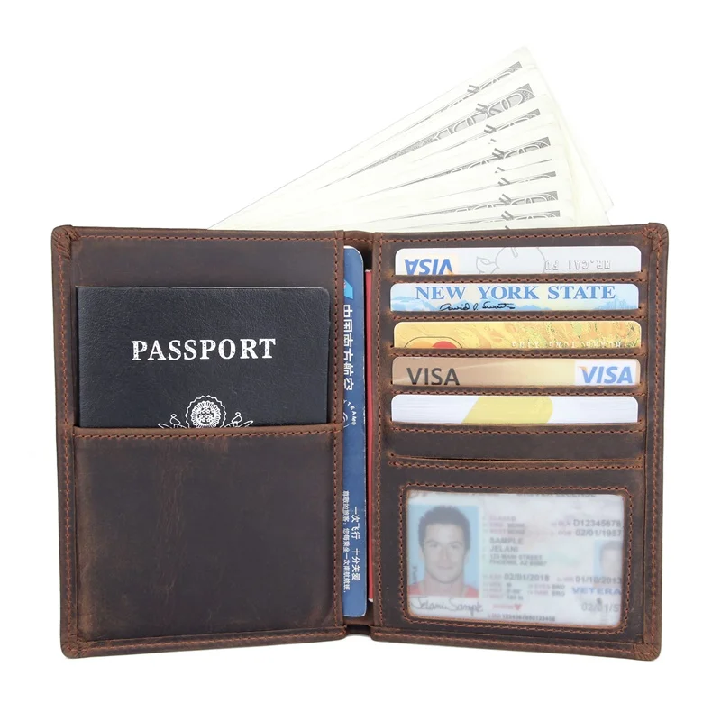 RFID Wallet Crazy Horse Leather Passport Holder Photo Card Case Mens Fold Purse R-8457R
RFID Wallet Crazy Horse Leather Passport Holder Photo Card Case Mens Fold Purse R-8457R